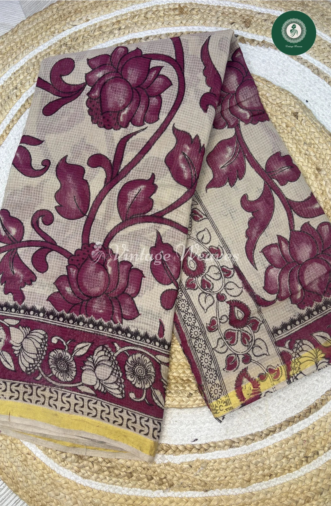 Premium Traditional Kalamkari Kota Lotus-SkinwithPink