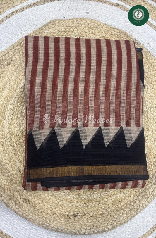 Premium Kota Cotton -TempleBorder with Verticallines
