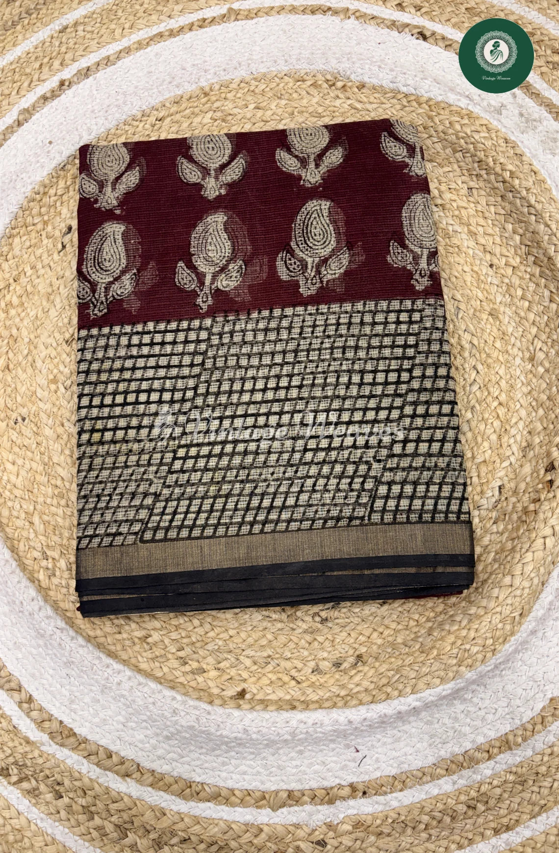 Premium Kota Cotton Saree Mango-Marron