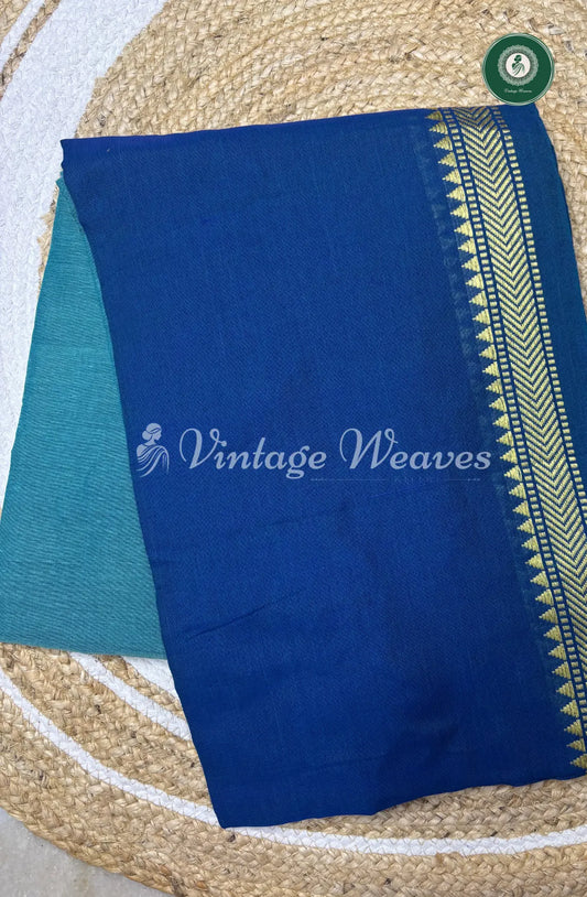 Pure Handloom Cotton Saree-Blue