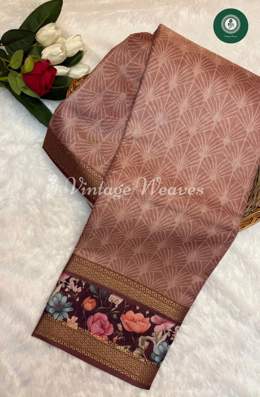 Rossy Maroon Silk Saree- with Floral border