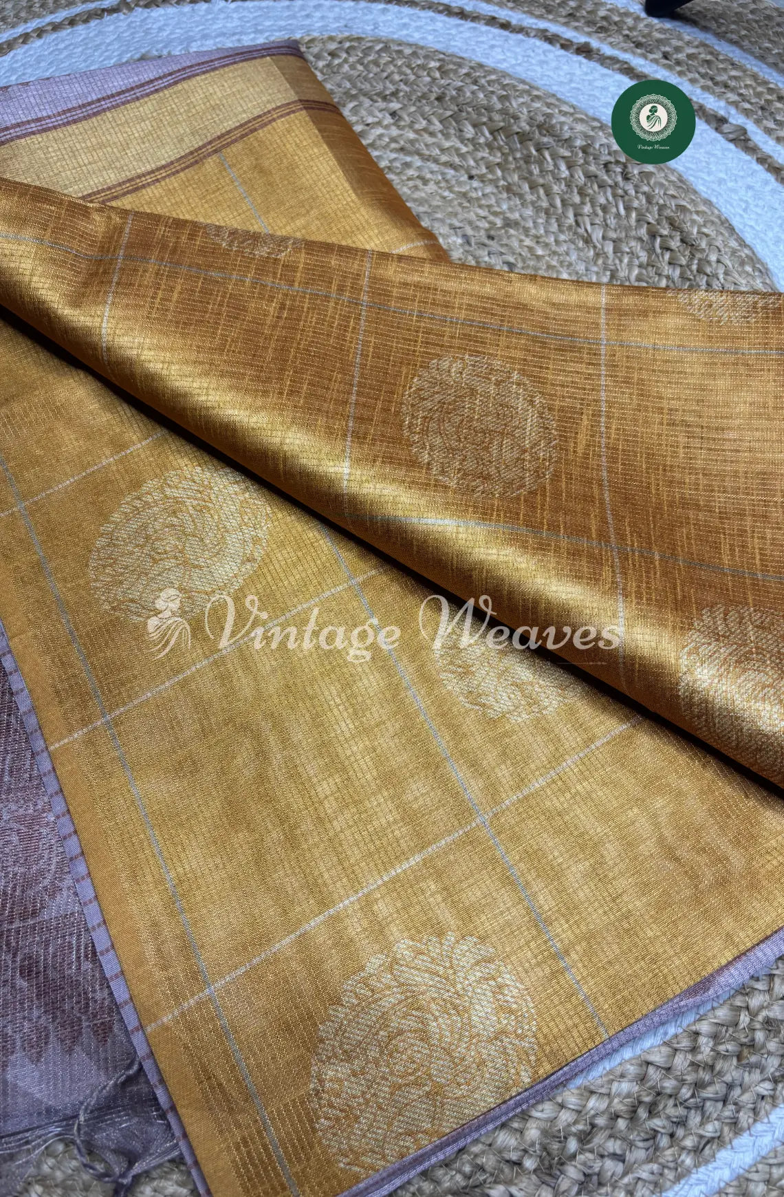 Semi Tusser Silk Saree With Contrast Pallu-Yellow