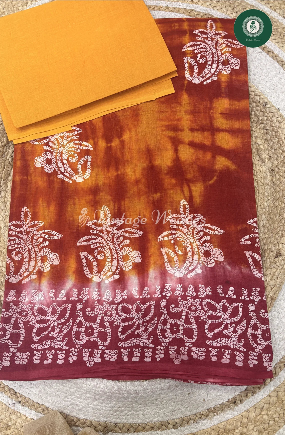 Shibori Printed Daily Wear Cotton-Red