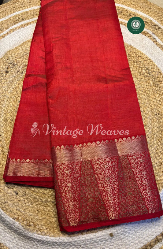 Soft And Shiny Tusser Silk Saree-Chilli Red