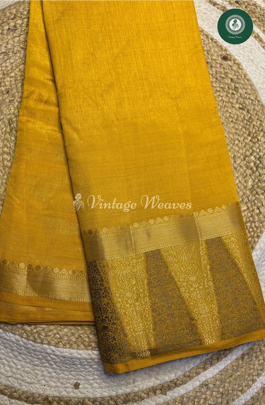 Soft And Shiny Tusser Silk Saree-Yellow