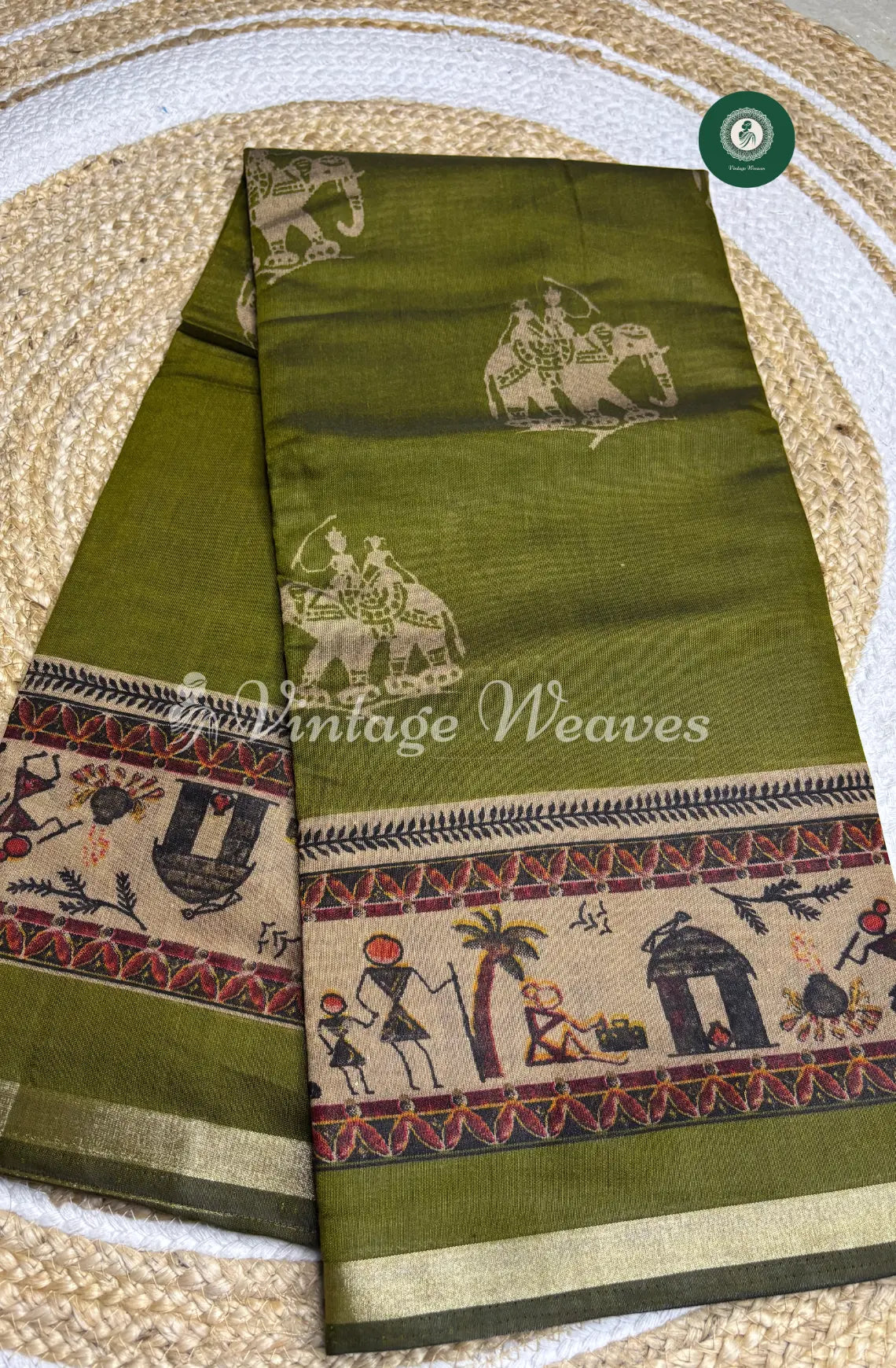 Soft DabuSilk Saree-Green