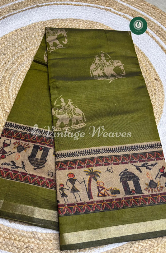 Soft DabuSilk Saree-Green