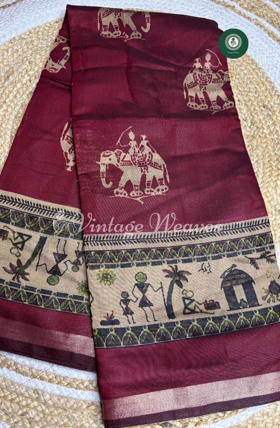 Soft DabuSilk Saree-Marron
