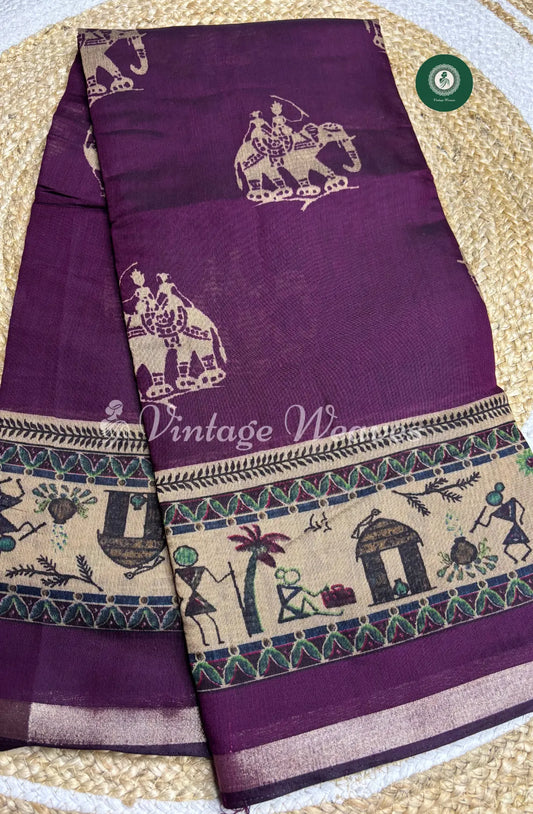 Soft DabuSilk Saree-Purple