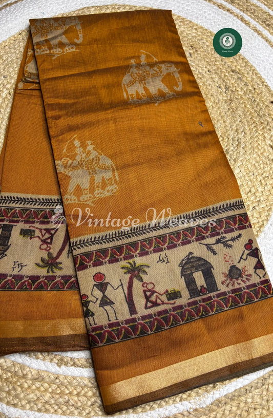 Soft DabuSilk Saree-Yellow