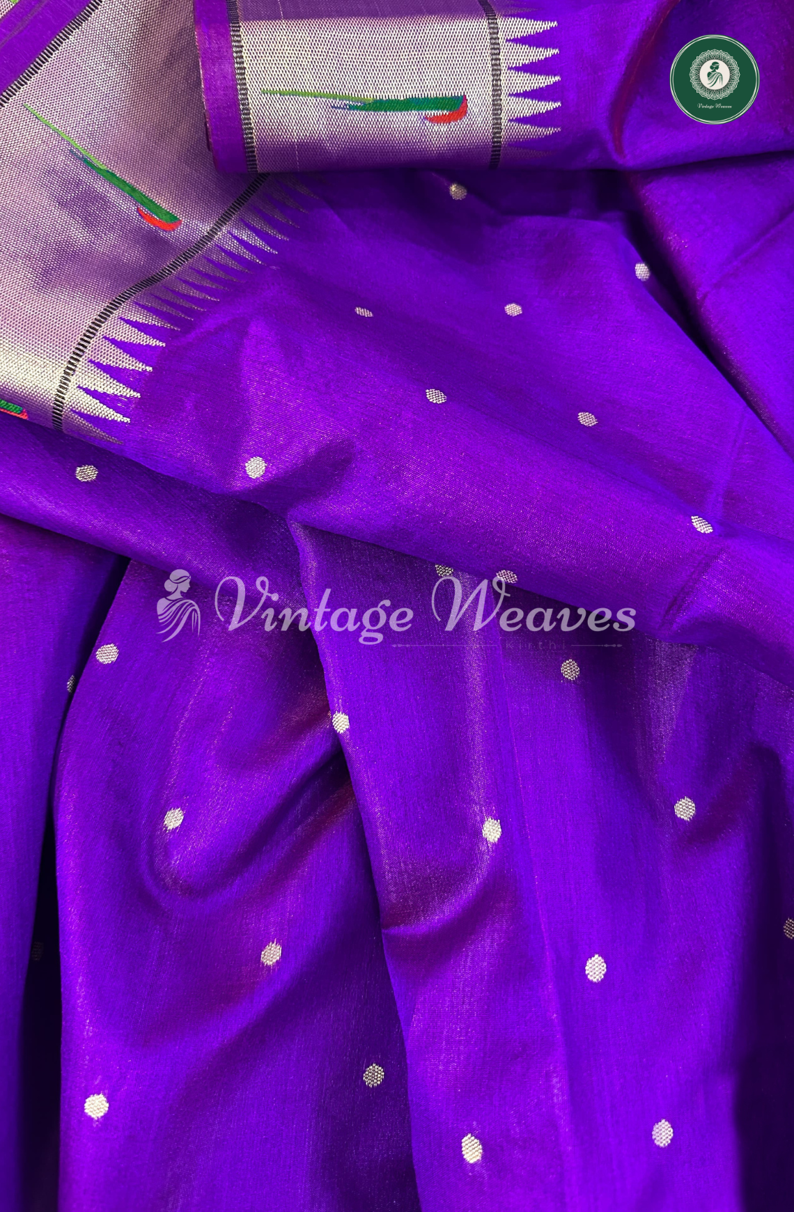 Soft Khadi Raw Silk Saree with Meena Weaving Paithani Pallu - Purple