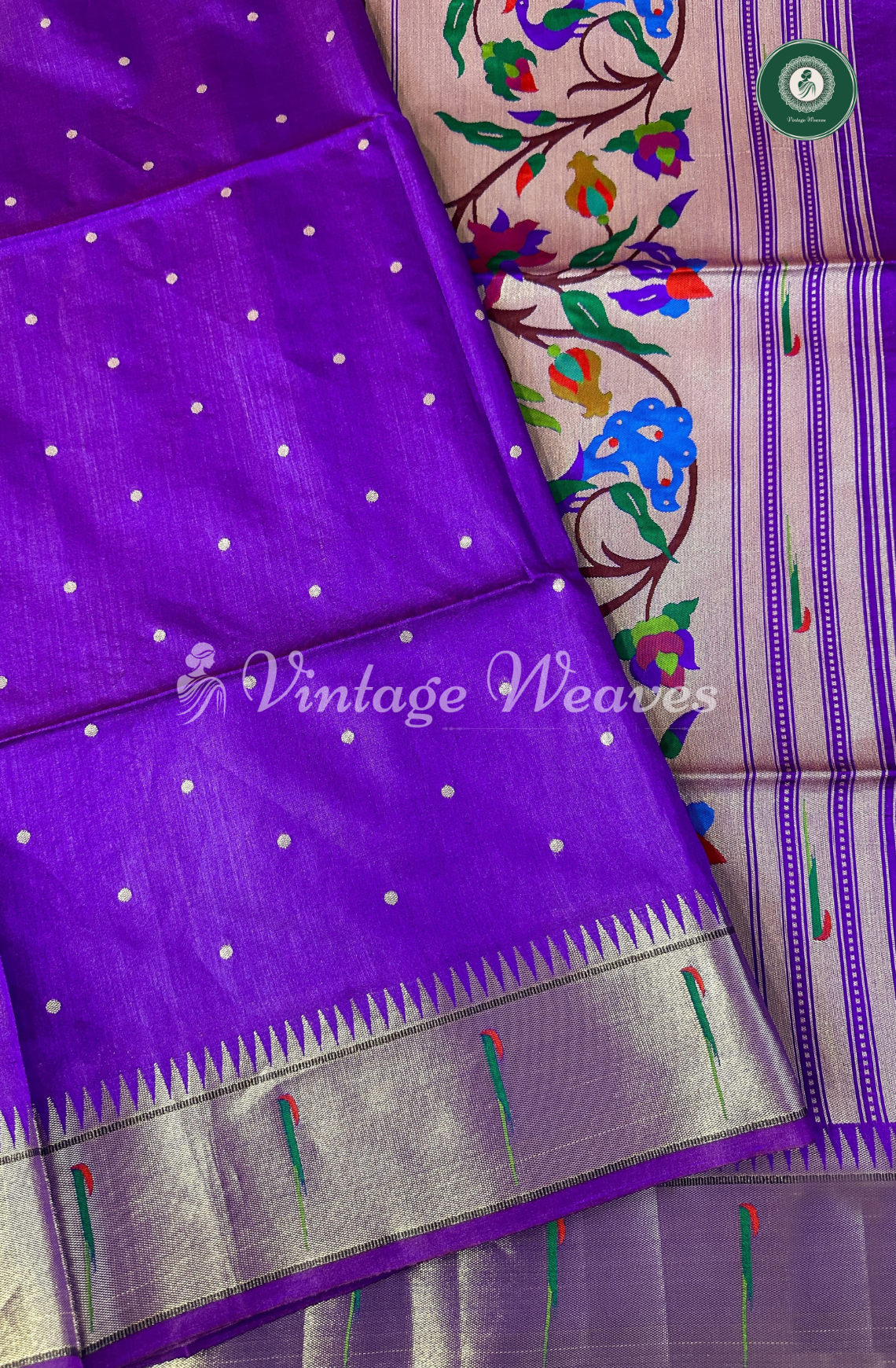 Soft Khadi Raw Silk Saree with Meena Weaving Paithani Pallu - Purple
