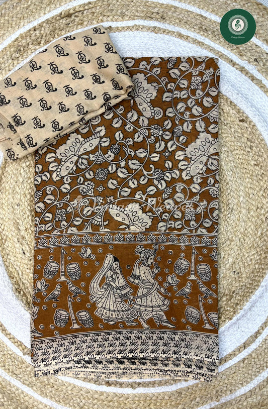 Soft Malai Cotton Saree Butterfly-Mustard