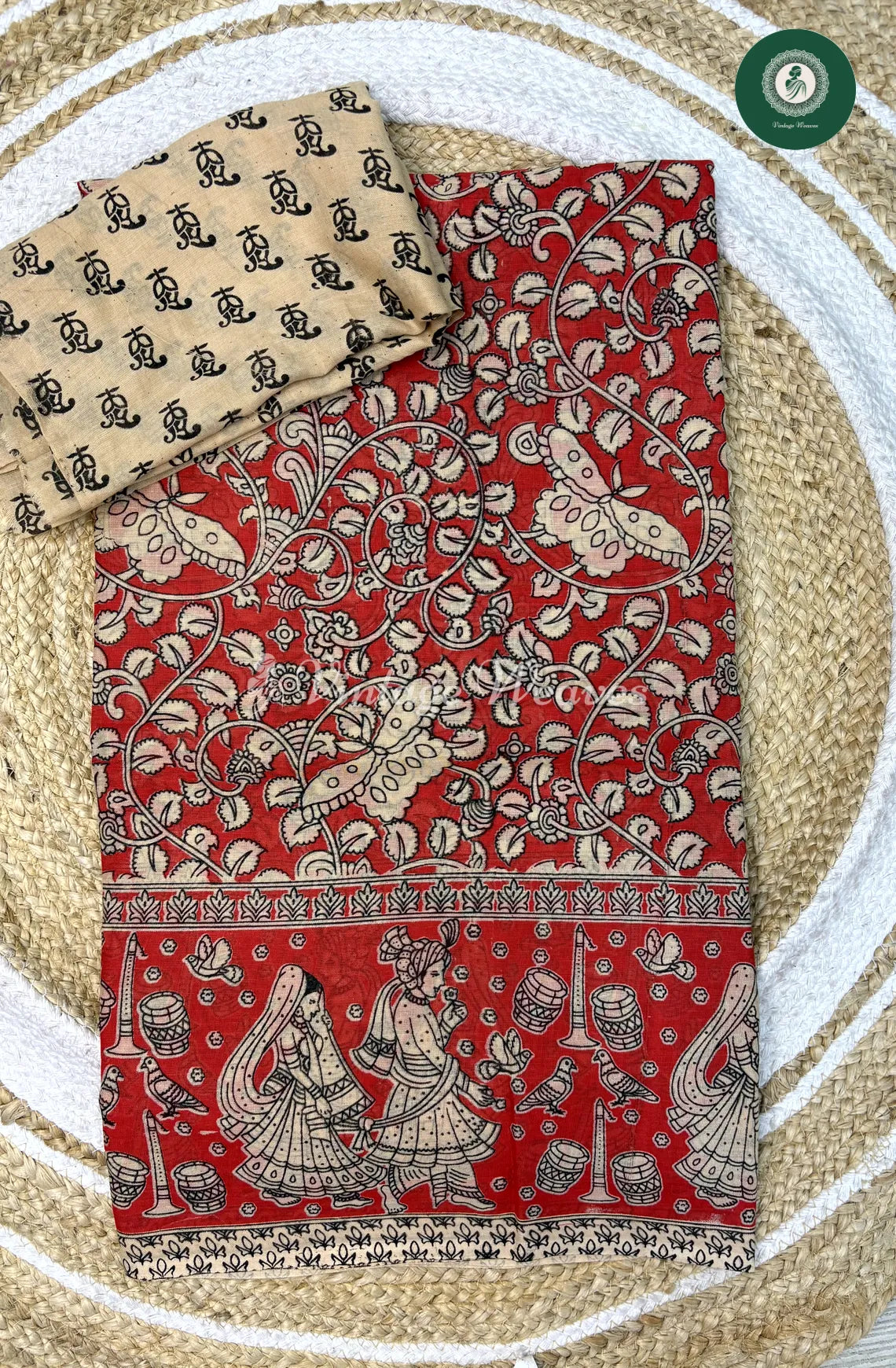 Soft Malai Cotton Saree Butterfly-Red