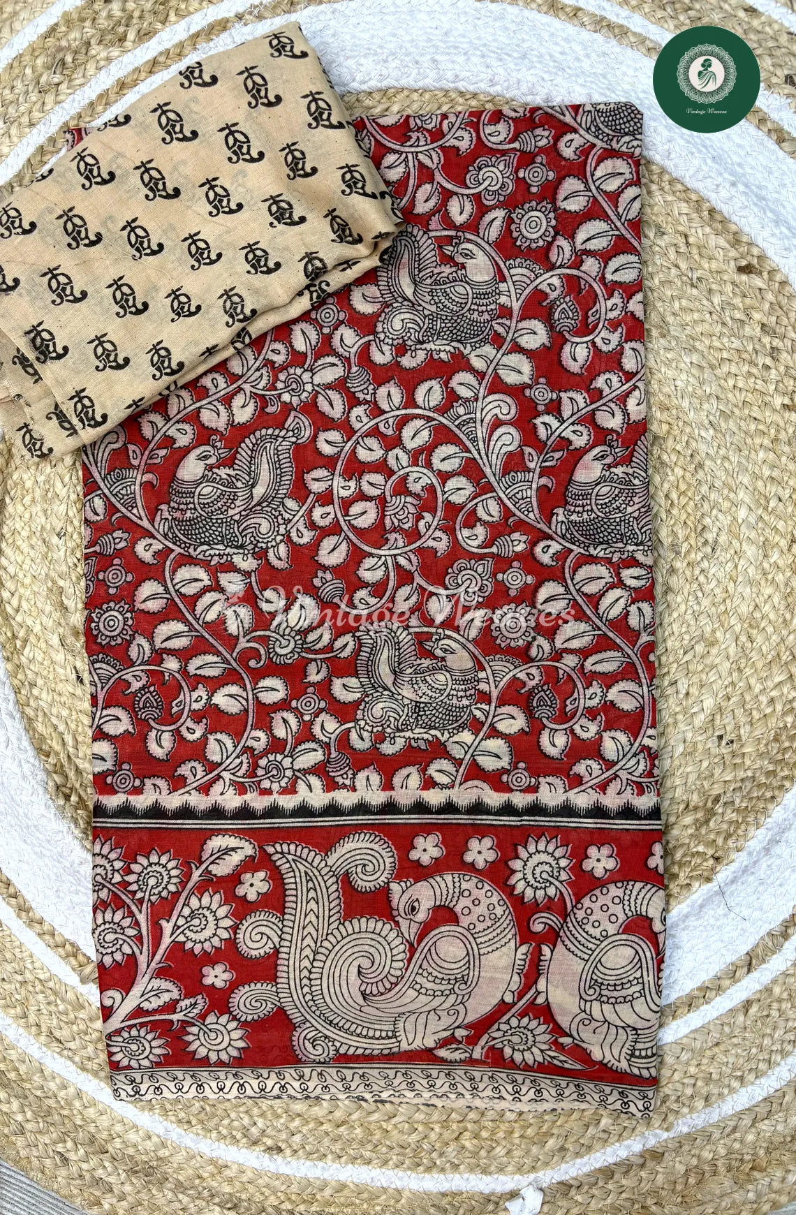 Soft Malai Cotton Saree Peacock-Red