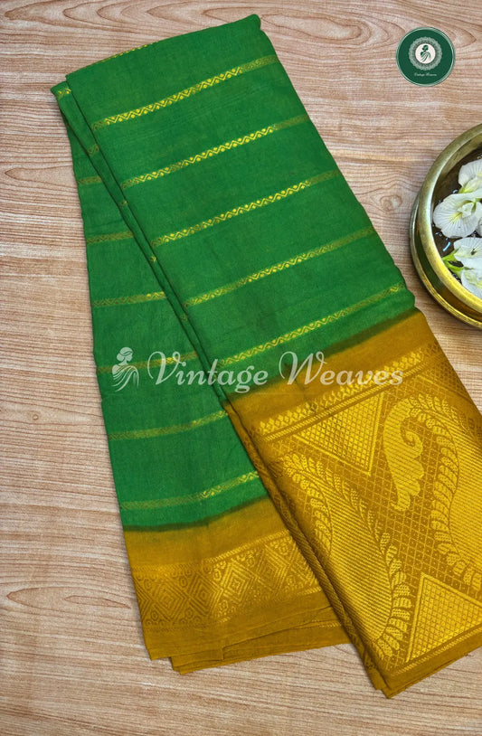 Veldhari cotton saree-Green