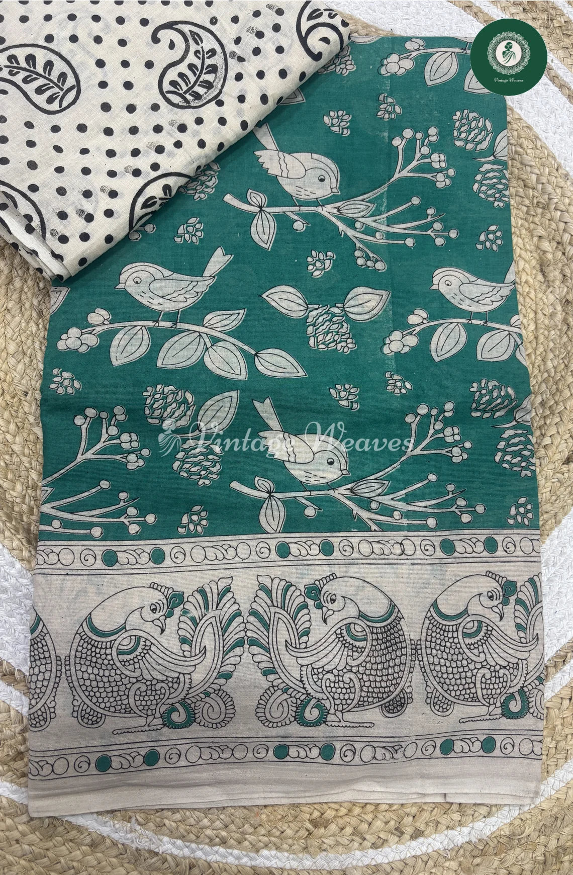Very Soft Malai Cotton Bird Print-Green