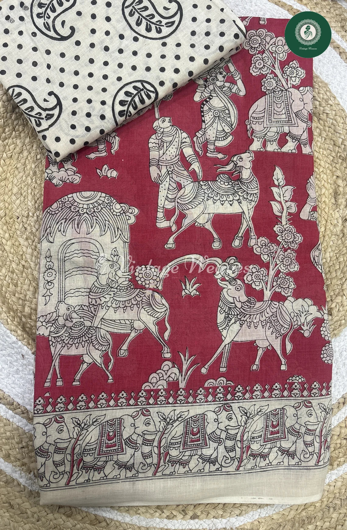 Very Soft Malai Cotton Elephant Print-Red
