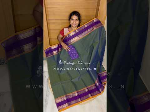 Chettinad cotton saree-Grey with Violet