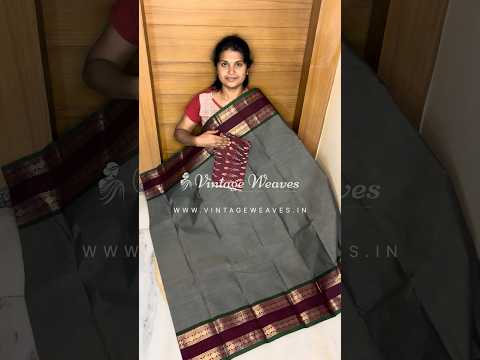 Chettinad cotton saree-Grey with marron